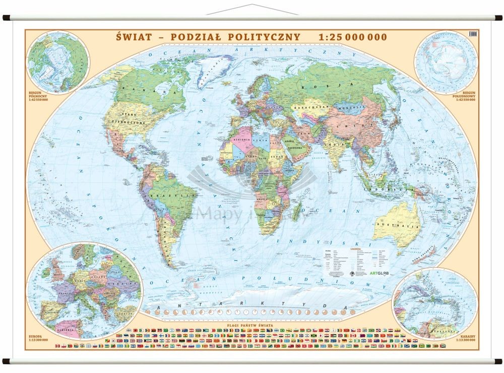 Świat 1:25 000 000. Mapa ścienna polityczna. Wyd. 2025