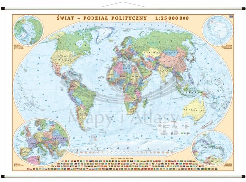 Świat 1:25 000 000. Mapa ścienna polityczna