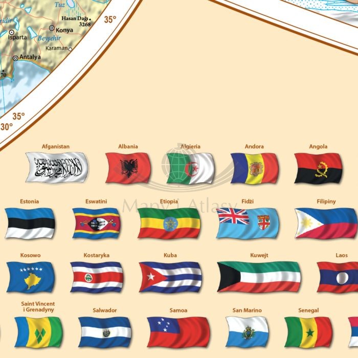 Świat 1:25 000 000. Mapa ścienna polityczna. Fragment 5