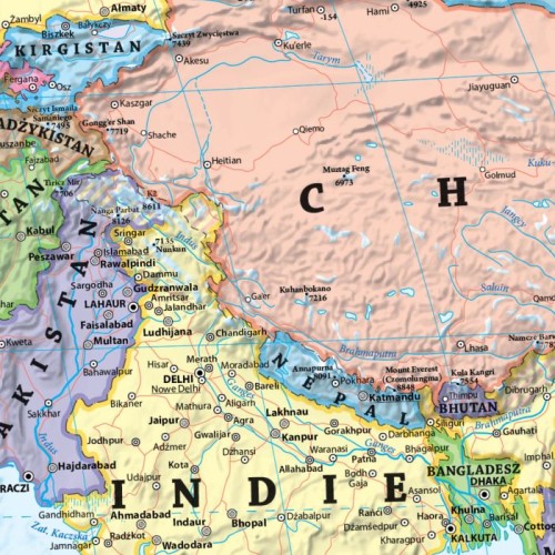 Świat 1:25 000 000. Mapa polityczna. Wersja do wpinania. Fragment 1