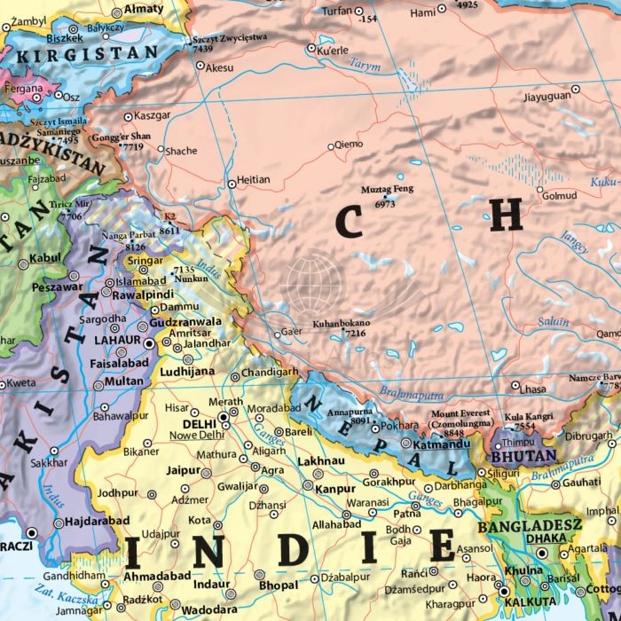 Świat 1:25 000 000. Mapa polityczna. Wersja do wpinania. Fragment 1
