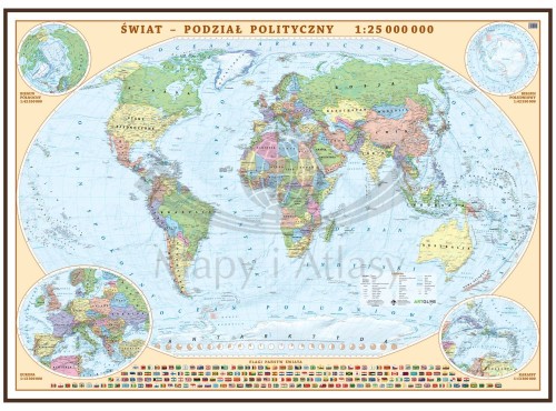 Świat 1:25 000 000. Mapa polityczna. Wersja magnetyczna