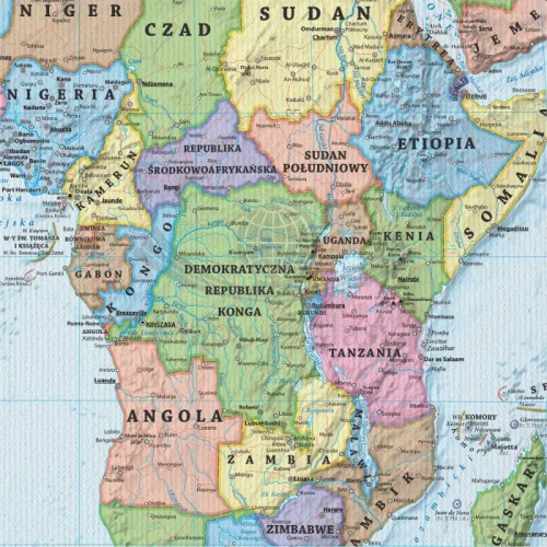 Świat 1:25 000 000. Mapa ścienna polityczna. Na płótnie Canvas. Fragment 1