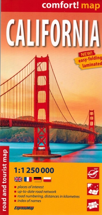 Kalifornia 1:1 250 000. Laminowana mapa samochodowo-turystyczna wydawnictwa ExpressMap. Okładka