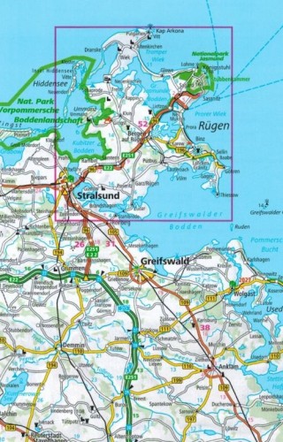 Rugia 1:50 000. Wodoodporna mapa turystyczna wydawnictwa Kummerly+Frey. Zasięg