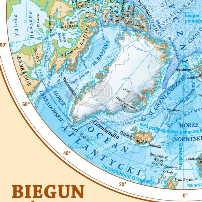 Świat 1:25 000 000. Mapa fizyczna. Wersja do wpinania. Fragment 4