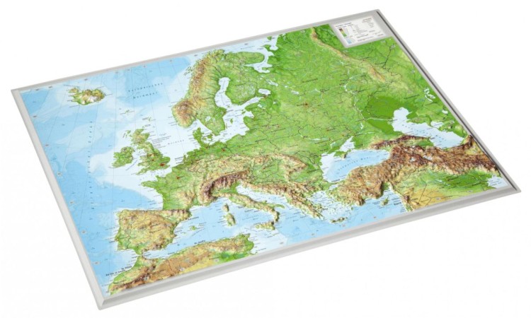 Europa 1:16 000 000. Mapa plastyczna 39 x 29 cm. Georelief