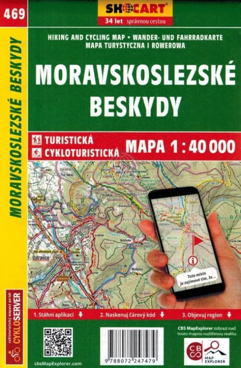 Beskid Śląsko-Morawski / Moravskoslezske Beskydy. Mapa turystyczna 469 + Miniprzewodnik wydawnictwa Shocart. Okładka