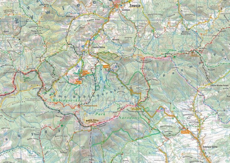 Wokół Babiej Góry / Babia Góra, Beskid Żywiecki, Orawa. Laminowana mapa turystyczna wydawnictwa Compass. Strona pierwsza