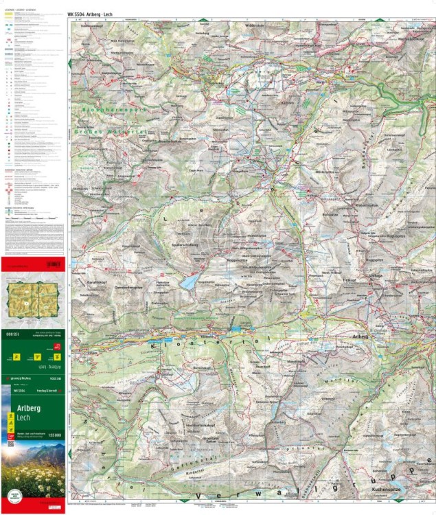 Arlberg, Lech 1:35 000. Wodoodporna mapa turystyczna WK 5504 wydawnictwa Freytag & Berndt. Strona druga