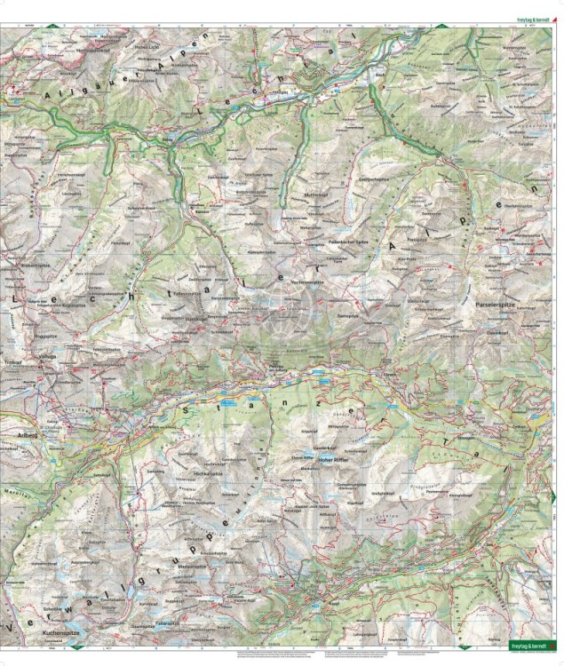 Arlberg, Lech 1:35 000. Wodoodporna mapa turystyczna WK 5504 wydawnictwa Freytag & Berndt. Strona pierwsza