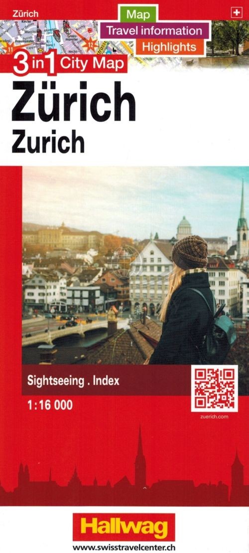 Zurych / Zurich 1:16 000. Wodoodporna mapa / plan miasta. Wyd. 2025. Hallwag