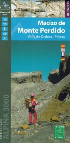 Masyw Monte Perdido, Dolina Ordesy, Park narodowy Pineta. 1:15 000. Wodoodporna mapa turystyczna wydawnictwa Editorial Alpina. Okładka