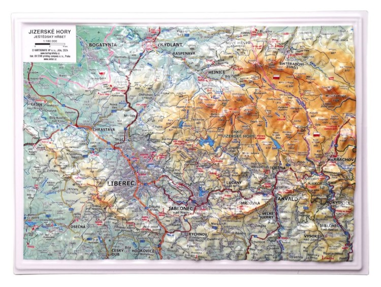 Góry Izerskie 1:180 000. Mapa plastyczna (trójwymiarowa) - mała