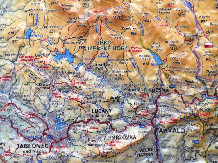 Góry Izerskie 1:180 000. Mapa plastyczna (trójwymiarowa) - mała. Fragment 1