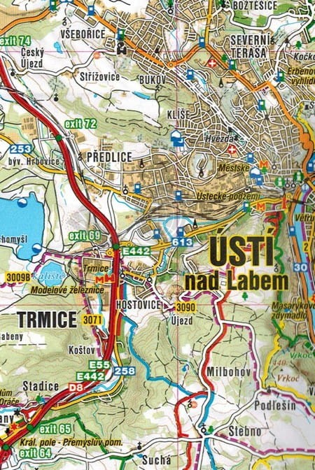Czeska Szwajcaria, Średniogórze Czeskie. Mapa turystyczna 202 wydawnictwa Shocart. Fragment 1