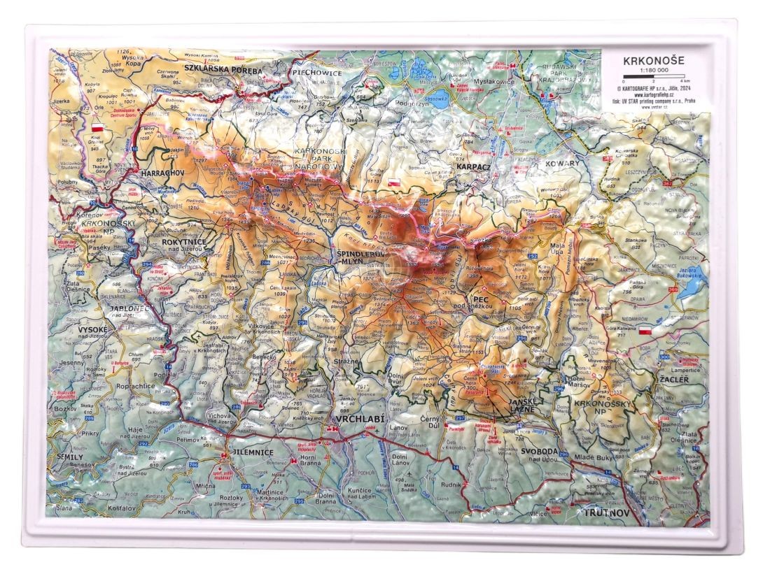 Karkonosze 1:180 000. Mapa plastyczna (trójwymiarowa) - mała