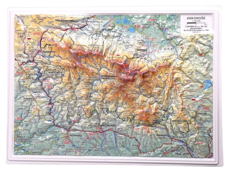Karkonosze 1:180 000. Mapa plastyczna (trójwymiarowa) - mała