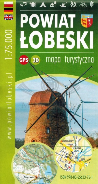 Powiat Łobeski 1:75 000. Mapa turystyczna wydawnictwa Eko-Map. Okładka