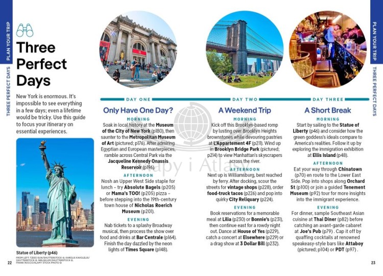 Nowy Jork / New York City. Przewodnik Pocket z planem miasta wydawnictwa Lonely Planet. Przykładowe strony 2