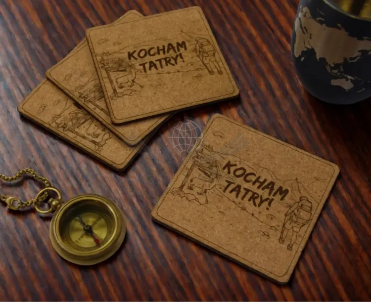 Kocham Tatry. Zestaw: 4 x korkowa podkładka pod kubek
