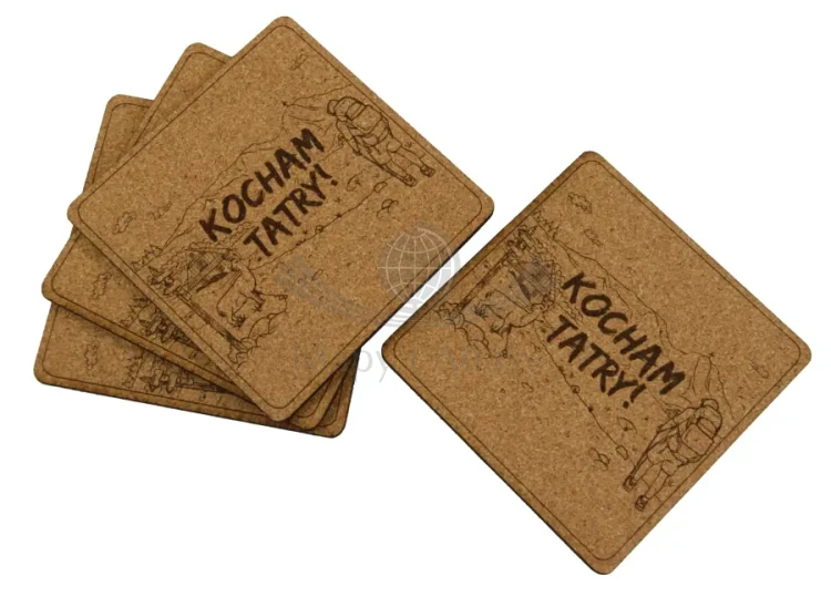 Kocham Tatry. Zestaw: 4 x korkowa podkładka pod kubek