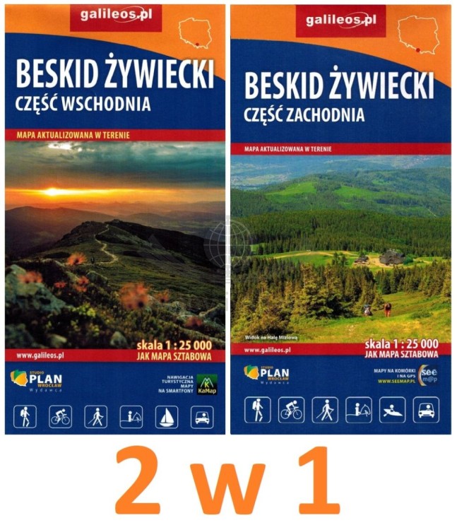 Beskid Żywiecki. Zestaw 2 map turystycznych wydawnictwa Galileos