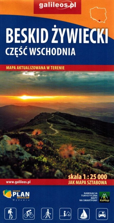 Beskid Żywiecki, część wschodnia. Mapa turystyczna wydawnictwa Galileos. Okładka