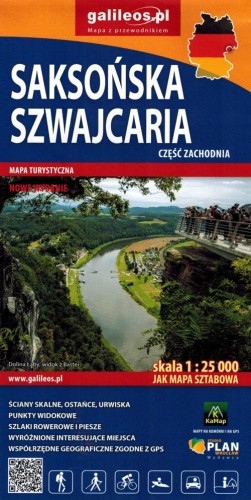 Saksońska Szwajcaria, część zachodnia 1:25 000. Mapa turystyczna wydawnictwa Galileos. Okładka