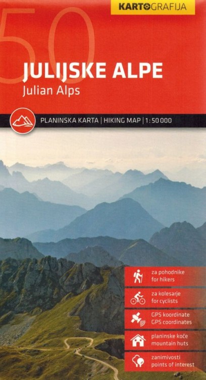 Alpy Julijskie 1:50 000. Mapa turystyczna wydawnictwa Kartografija. Okładka