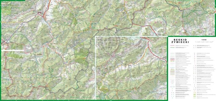 Beskid Żywiecki 1:50 000. Laminowana mapa turystyczna wydawnictwa ExpressMap. Druga strona