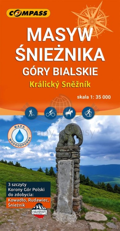 Masyw Śnieżnika, Góry Bialskie 1:35 000. Laminowana mapa turystyczna wydawnictwa Compass. Okładka