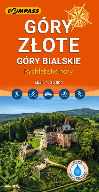 Góry Złote, Rychlebske Hory. Laminowana mapa turystyczna wydawnictwa Compass. Okładka