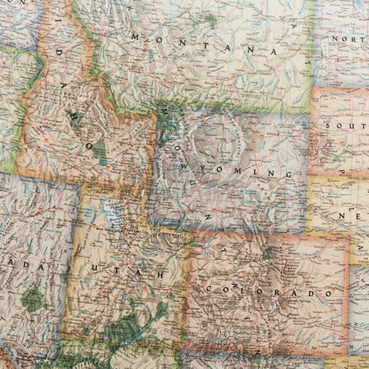 USA / Stany Zjednoczone 1:4 557 000. Mapa ekskluzywna w ramie drewnianej. National Geographic. Fragment 1