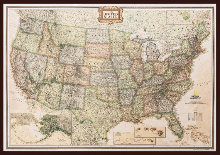 USA / Stany Zjednoczone 1:4 557 000. Mapa ekskluzywna. Wersja magnetyczna. National Geographic
