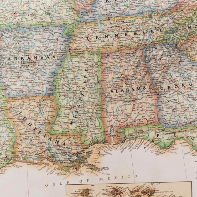 USA / Stany Zjednoczone 1:4 557 000. Mapa ekskluzywna. Wersja magnetyczna. National Geographic. Fragment 2