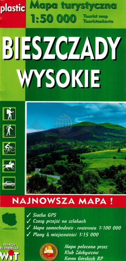 Bieszczady Wysokie 1:50 000. Laminowana mapa turystyczna. WiT