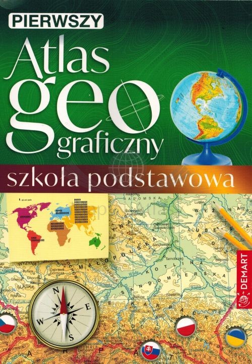 Pierwszy atlas geograficzny. Szkoła podstawowa. Wyd. 2025/2026 wydawnictwa Demart. Okładka
