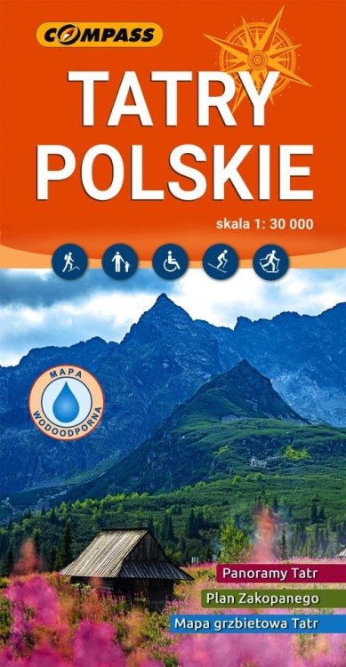 Tatry Polskie 1:30 000. Laminowana mapa turystyczna wydawnictwa Compass. Okładka