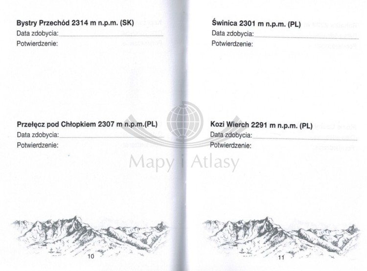 Książeczka odznaki "Turystyczna Korona Tatr". PTT Nowy Sącz. Przykładowa strona