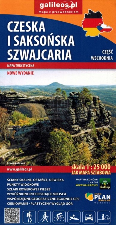 Czeska i Saksońska Szwajcaria, część wschodnia 1:25 000. Mapa turystyczna wydawnictwa Galileos. Okładka