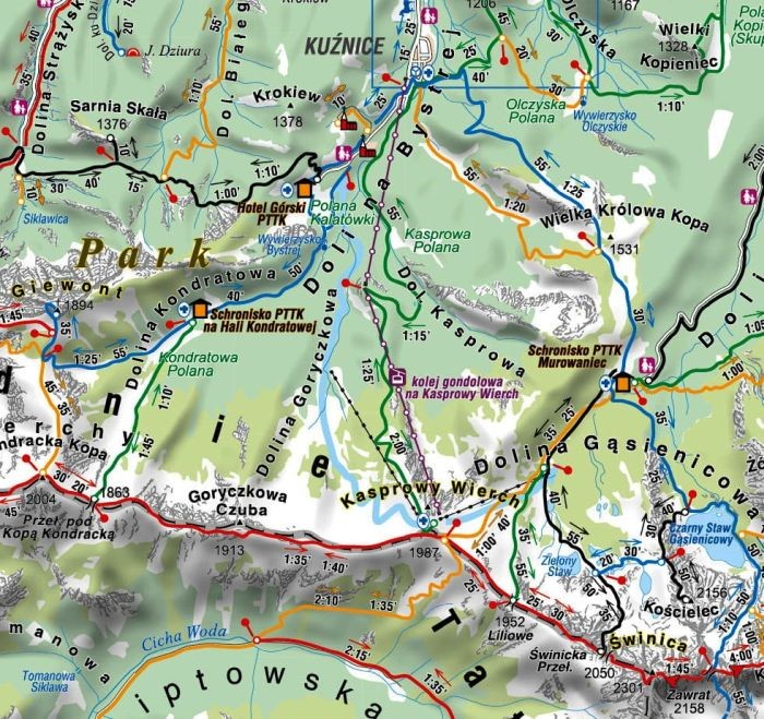 Tatry i Zakopane. Laminowana mapa kieszonkowa / Plan miasta wydawnictwa Compass. Fragment 1