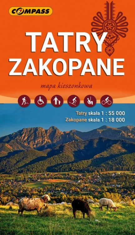 Tatry i Zakopane. Laminowana mapa kieszonkowa / Plan miasta wydawnictwa Compass. Okładka
