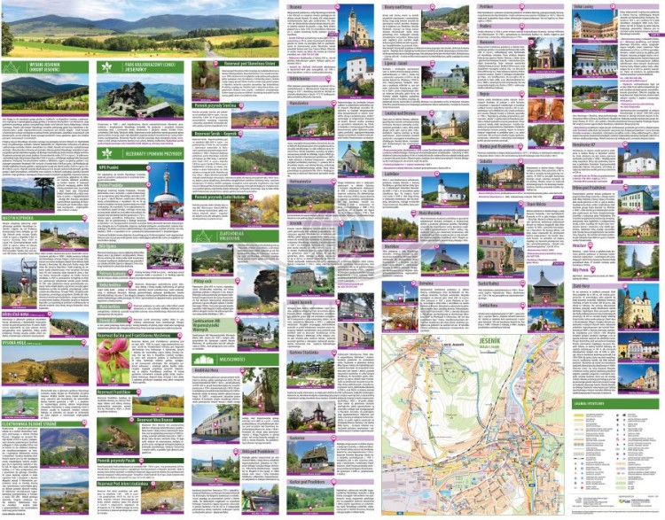 Jesioniki / Pradziad, Jesenik. Laminowana mapa turystyczna wydawnictwa Galileos. Rewers