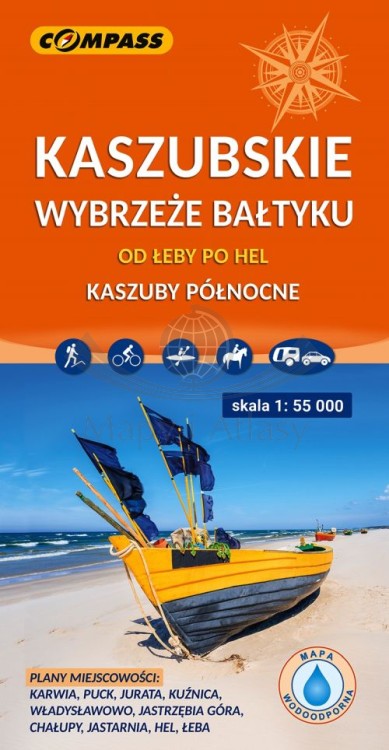 Kaszubskie Wybrzeże Bałtyku 1:55 000. Kaszuby Północne. Laminowana mapa turystyczna wydawnictwa Compass. Okładka