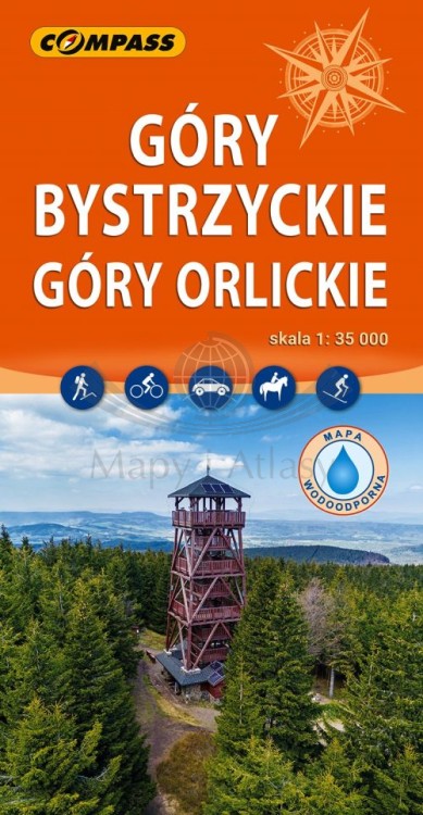 Góry Bystrzyckie i Orlickie 1:35 000. Laminowana mapa turystyczna wydawnictwa Compass. Okładka