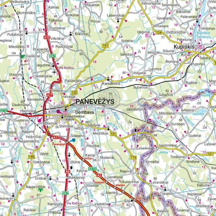Kraje Bałtyckie 1:400 000. Litwa, Łotwa, Estonia. Mapa samochodowo-turystyczna wydawnictwa Freytag & Berndt. Fragment