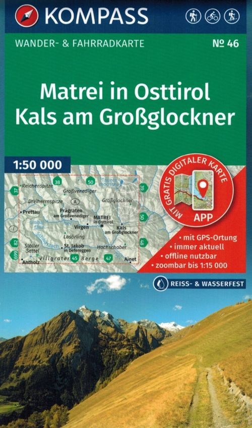 Wysokie Taury / Matrei in Osttirol, Kals am Grossglockner. Wodoodporna mapa turystyczna 46. Wyd. 2025. Kompass