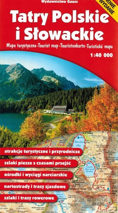 Tatry Polskie i Słowackie 1:40 000. Mapa turystyczna wydawnictwa Gauss. Okładka