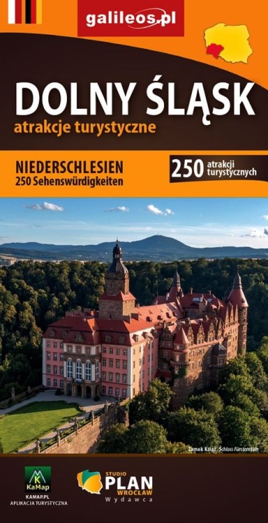 Dolny Śląsk - atrakcje turystyczne (wersja polsko - niemiecka). Mapa samochodowo-turystyczna wydawnictwa Galileos. Okładka